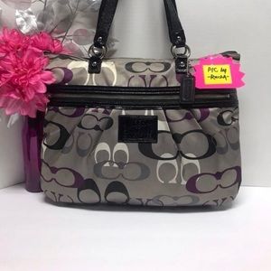 Coach Poppy Purple & Black Glam Tote Bag Purse
